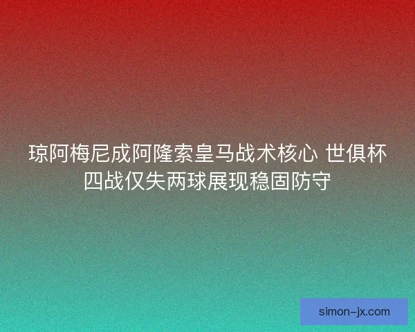 琼阿梅尼成阿隆索皇马战术核心 世俱杯四战仅失两球展现稳固防守