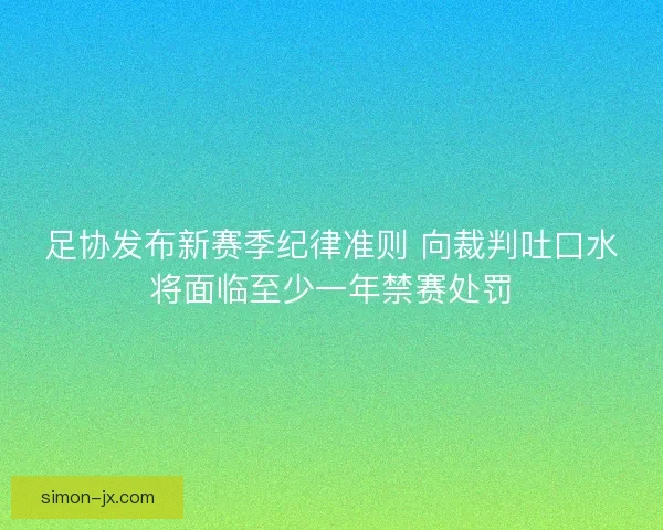 足协发布新赛季纪律准则 向裁判吐口水将面临至少一年禁赛处罚 足协发布新赛季纪律准则 向裁判吐口水将面临至少一年禁赛处罚